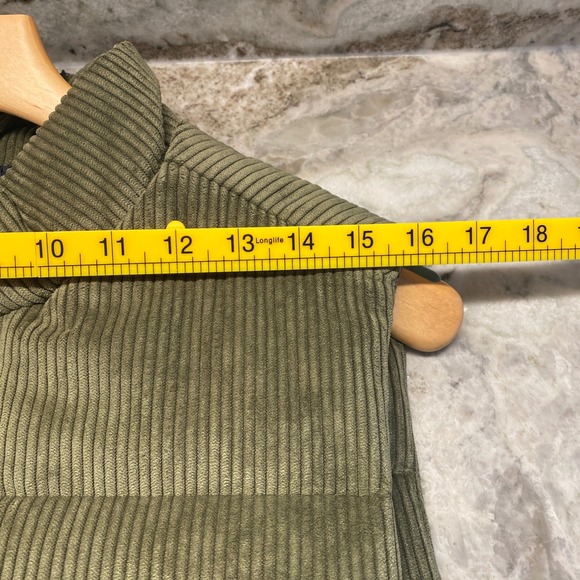 Tailor Vintage Mens Corduroy Puffer Vest Army Green Quilted Full Zip Small NEW - Picture 11 of 12